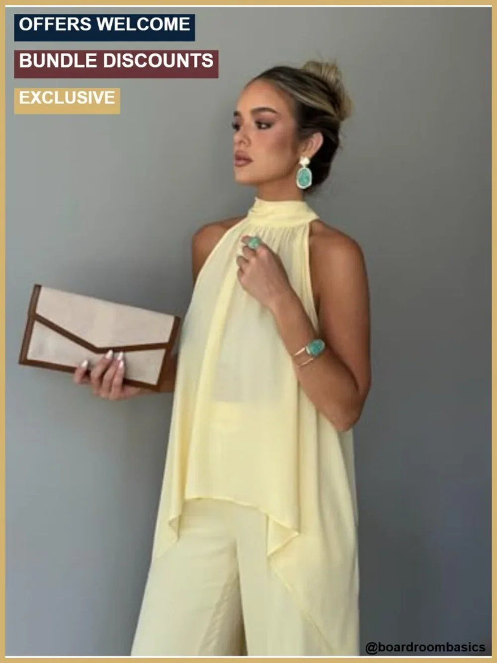 Women's 2 Piece Sleeveless Mock Neck Top Wide Leg Pant Vacation Outfit Set